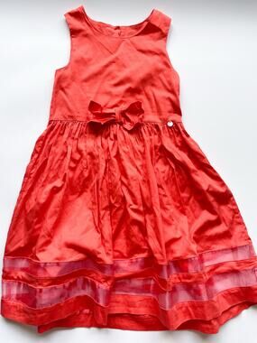 Girl's Floriane Cotton Red Orange Sleeveless Dress Size 10Y